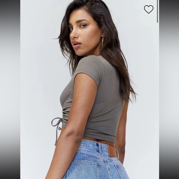 Princess Polly Stormi Crop Top Khaki Green Size 4 Cinch Bottom Wired - Picture 8 of 10